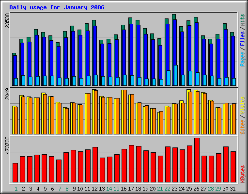 Daily usage for January 2006